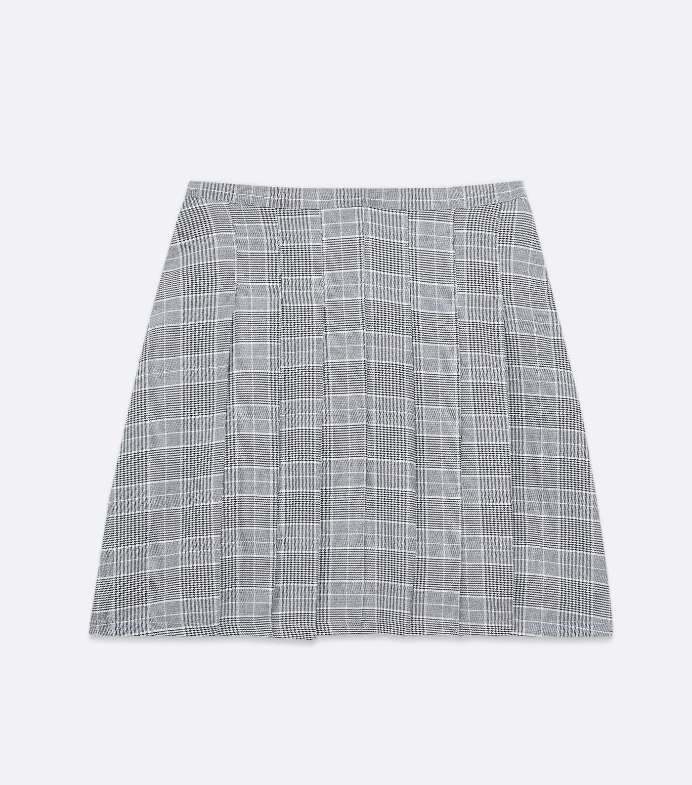 Curves Black Check Pleated Mini Tennis Skirt Image 5