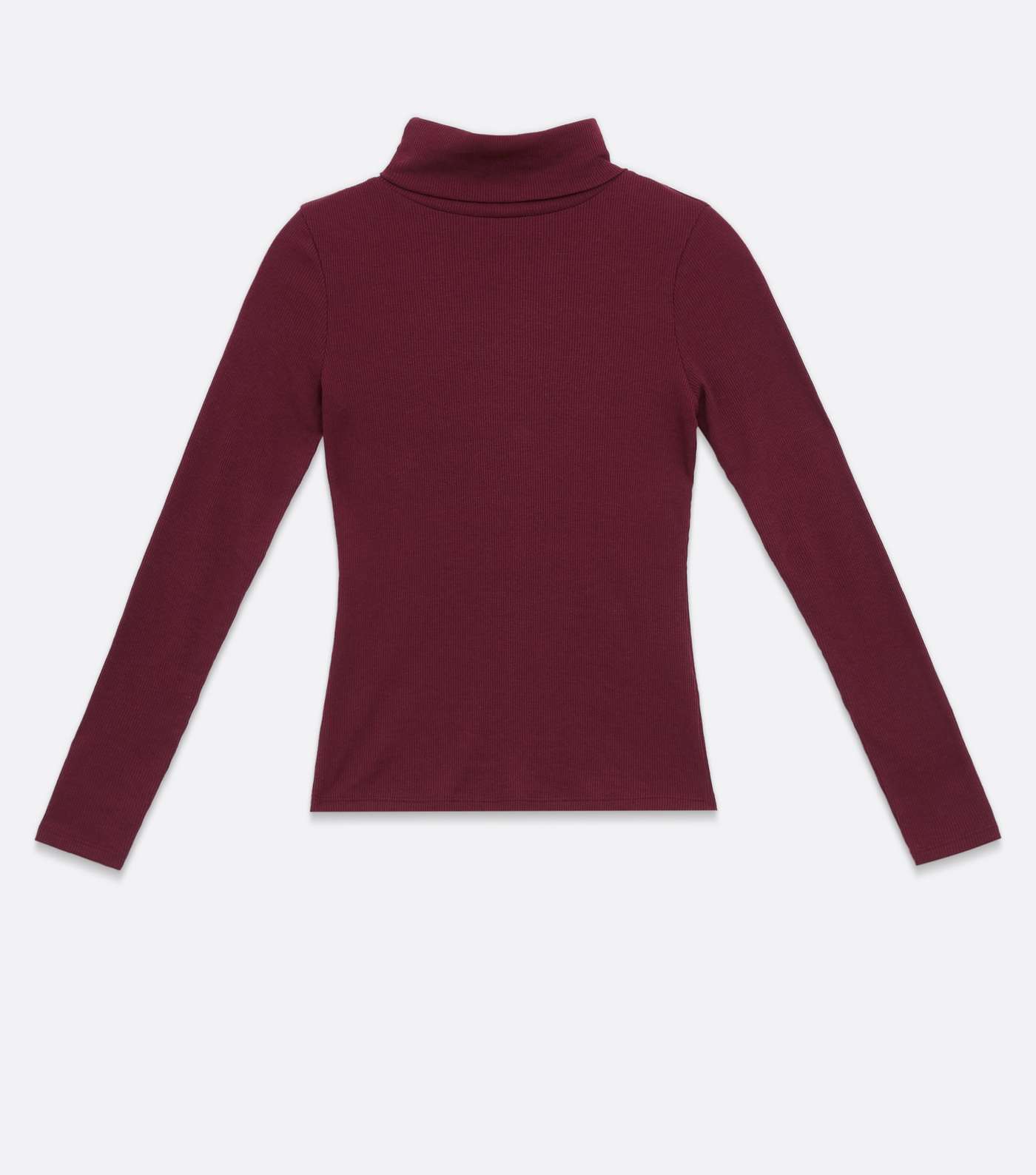 Burgundy Ribbed Long Sleeve Roll Neck Top Image 5