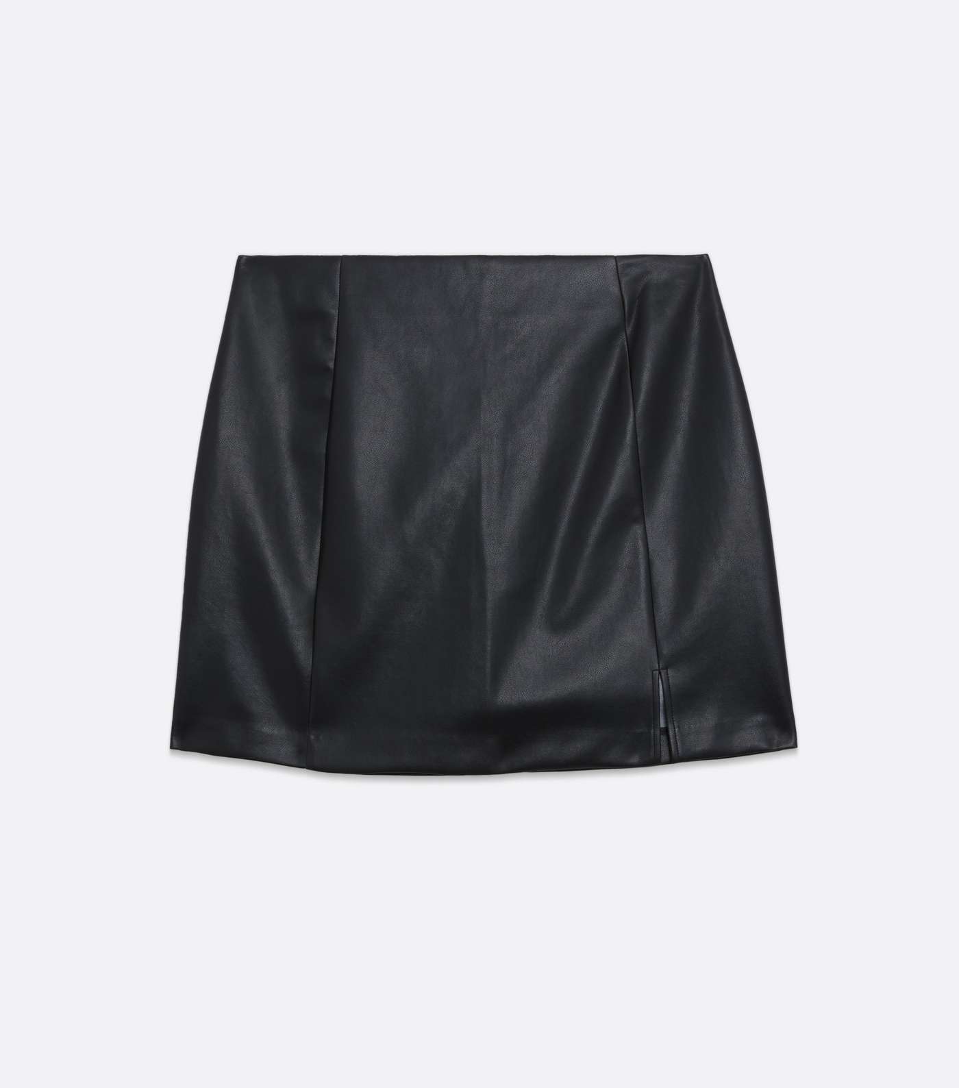 Curves Black Leather-Look Mini Skirt Image 5