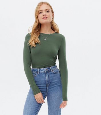 Long sleeve crew outlet neck top