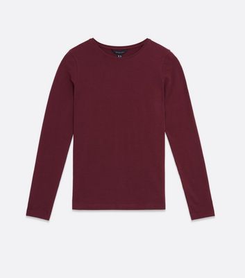 Burgundy long sleeve t shirt clearance womens