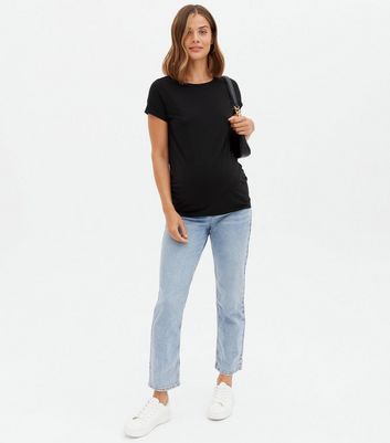 Click to view product details and reviews for Maternity Black Ruched Crew T Shirt New Look.