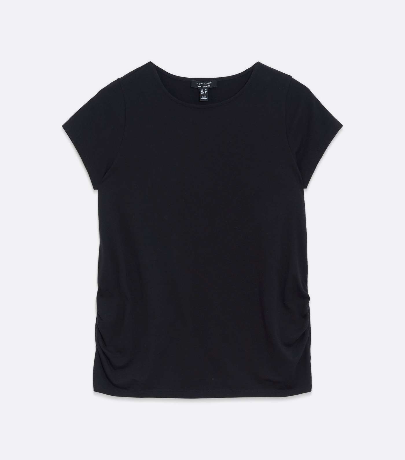 Maternity Black Ruched Crew T-Shirt Image 4