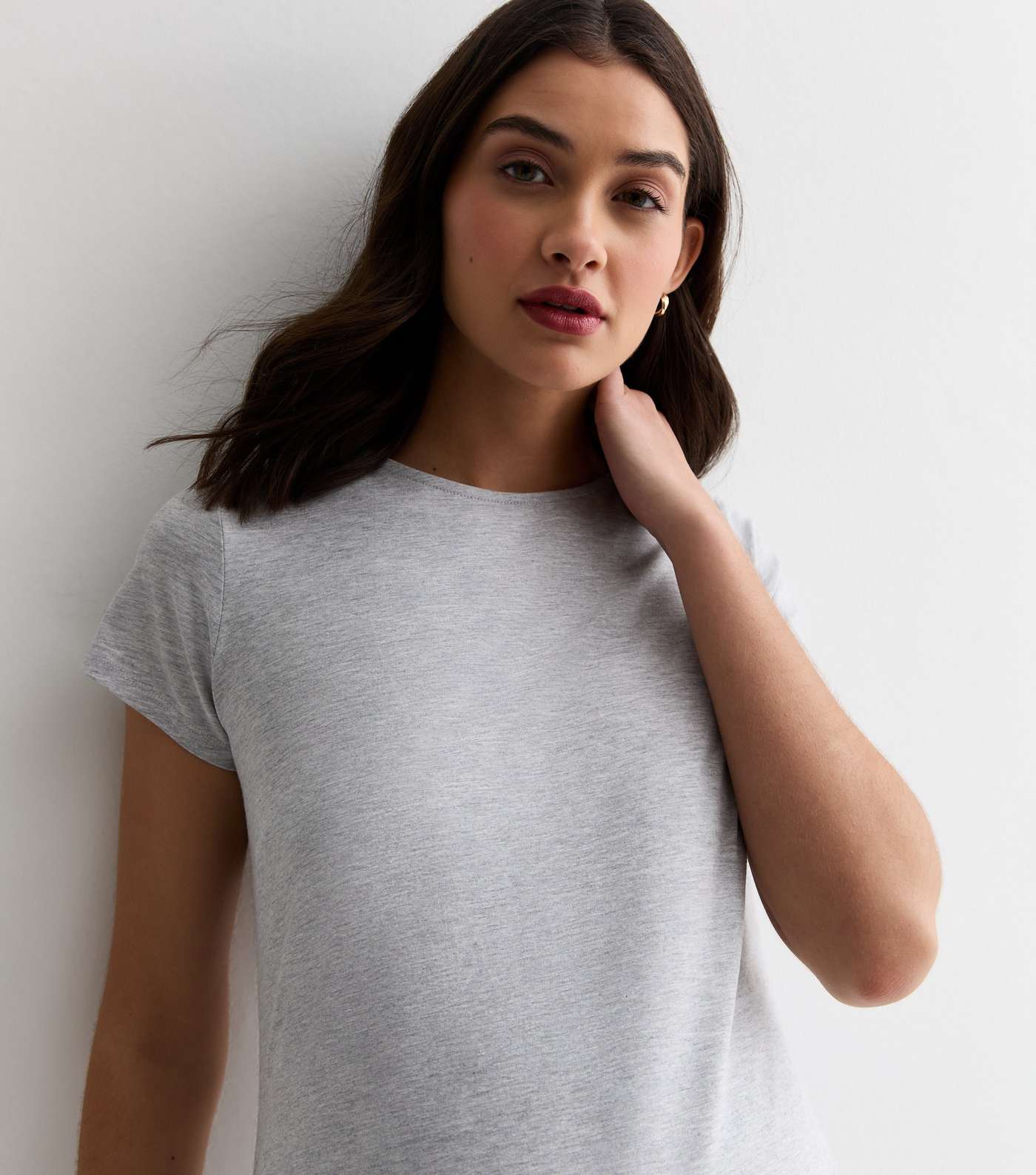 Maternity Grey Ruched Crew T-Shirt Image 2
