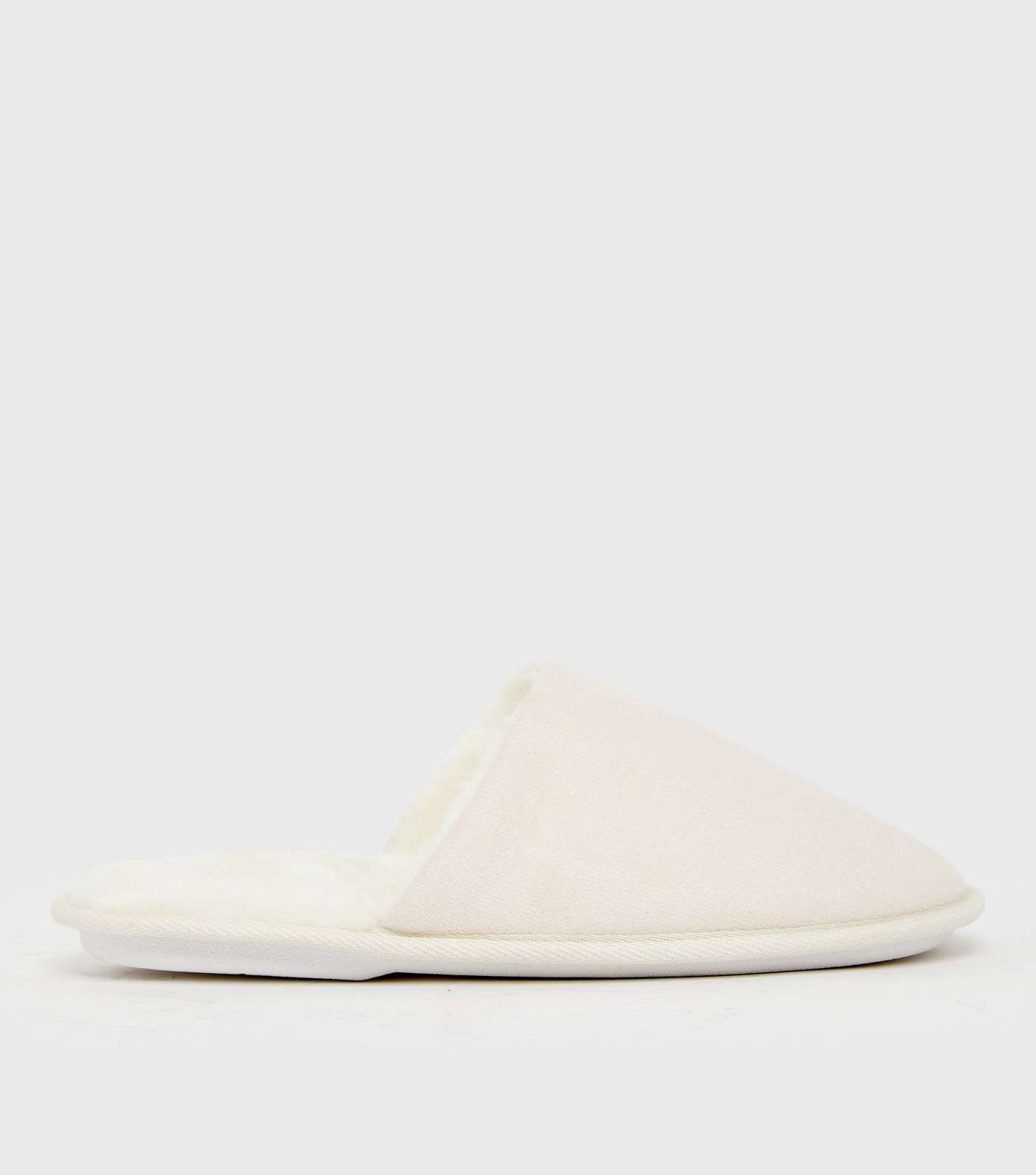 Off White Suedette Teddy Lined Mule Slippers