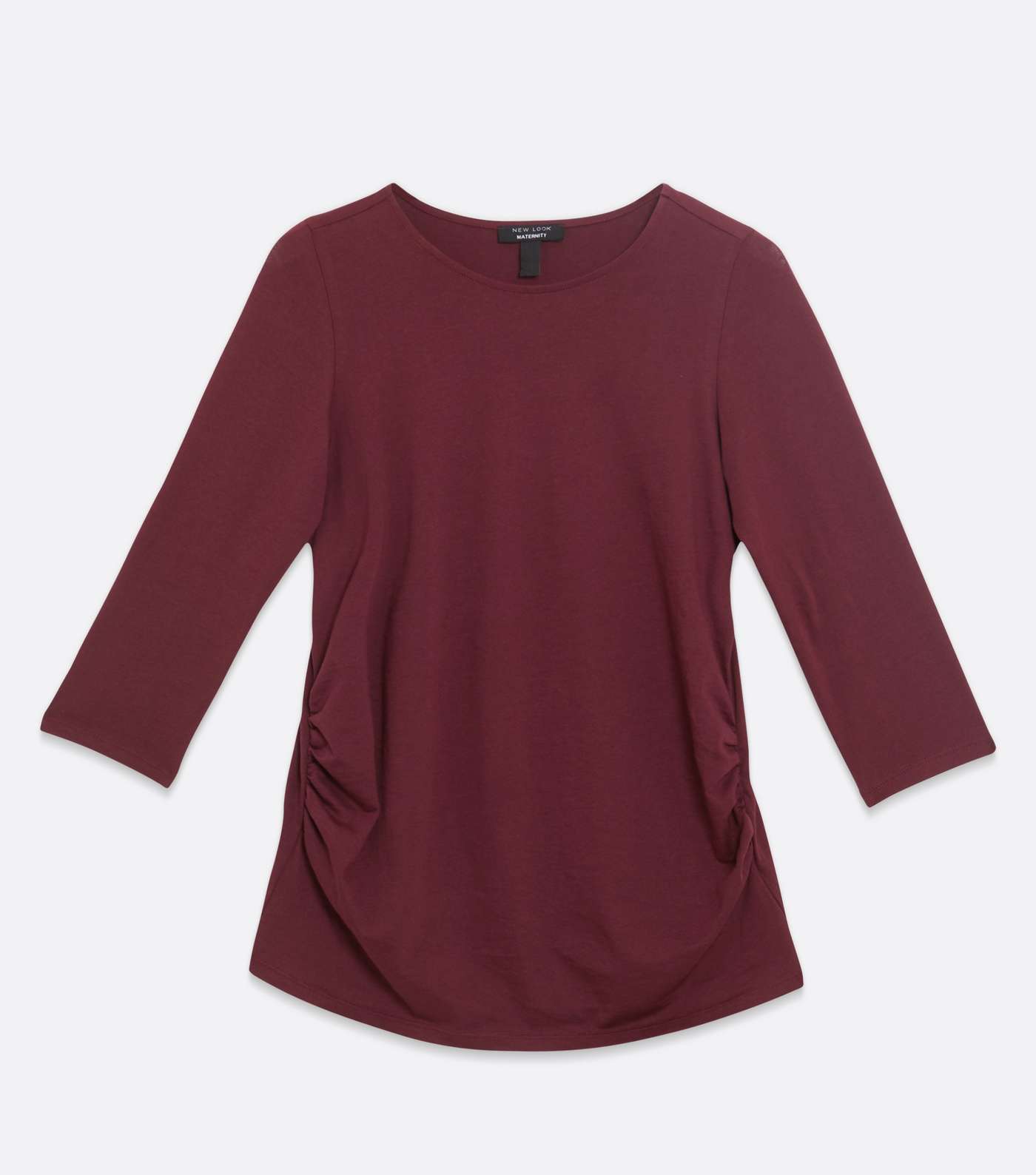 Maternity Burgundy Ruched Crew Top Image 5
