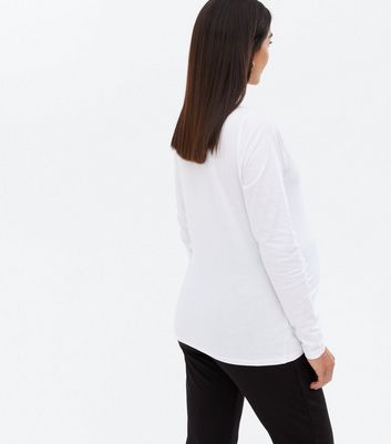 Click to view product details and reviews for Maternity 3 Pack Black White And Grey Ruched Crew Tops New Look.