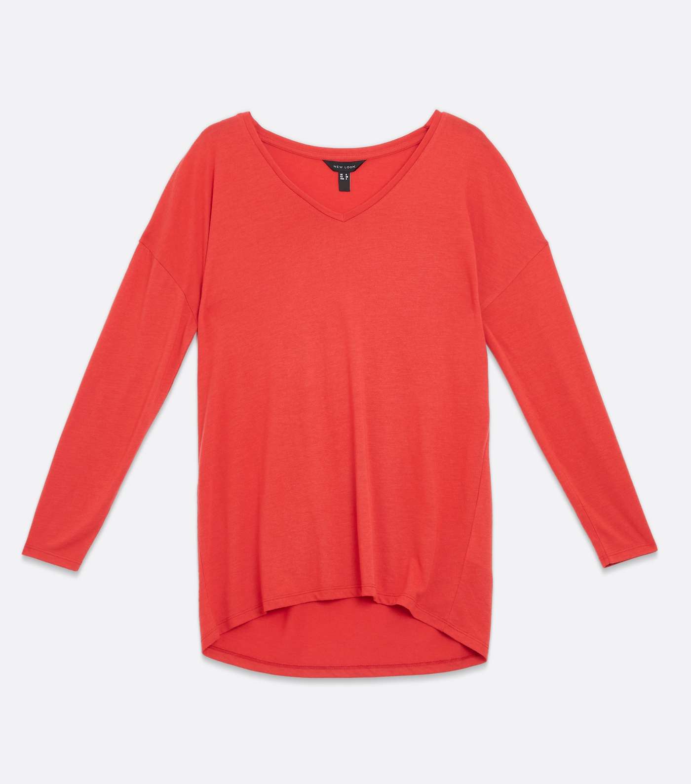 Red V Neck Relaxed Fit Long Top Image 5