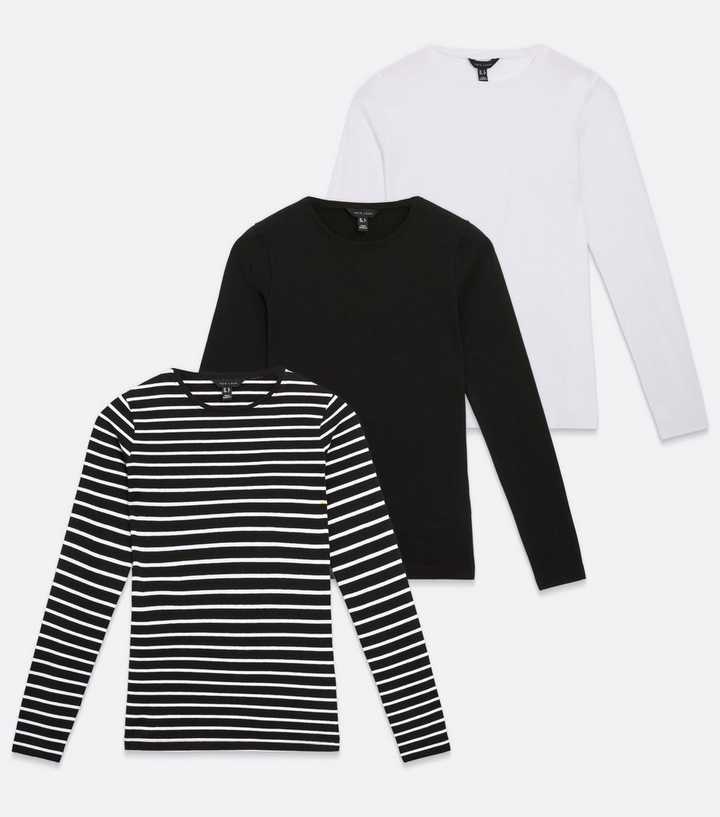 black top with white stripes on sleeves