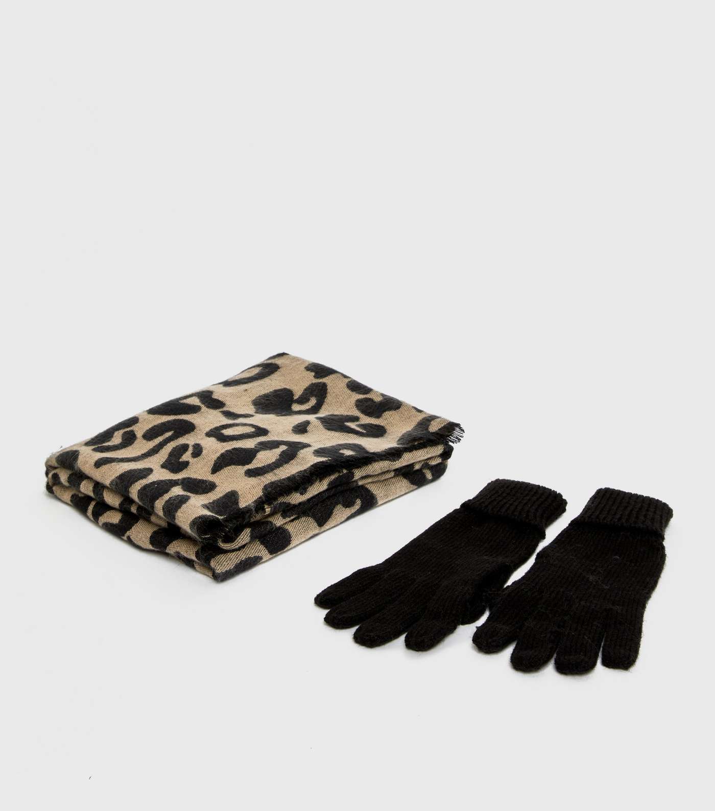 2 Pack Brown Leopard Print Scarf and Gloves Set Image 2