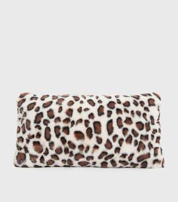 Brown Leopard Print Faux Fur Cushion