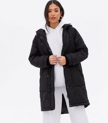 petite black quilted jacket