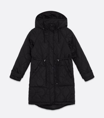 petite long black puffer coat