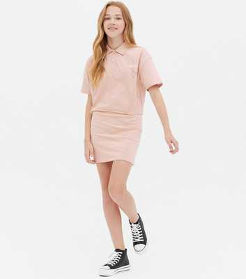 Girls Pale Pink Love Logo Polo Top and Tube Skirt Set