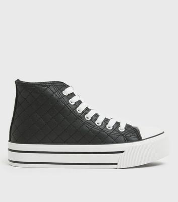 Girls Black Quilted Chunky High Top 