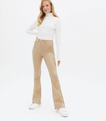 Stone Leather-Look High Waist Flared 