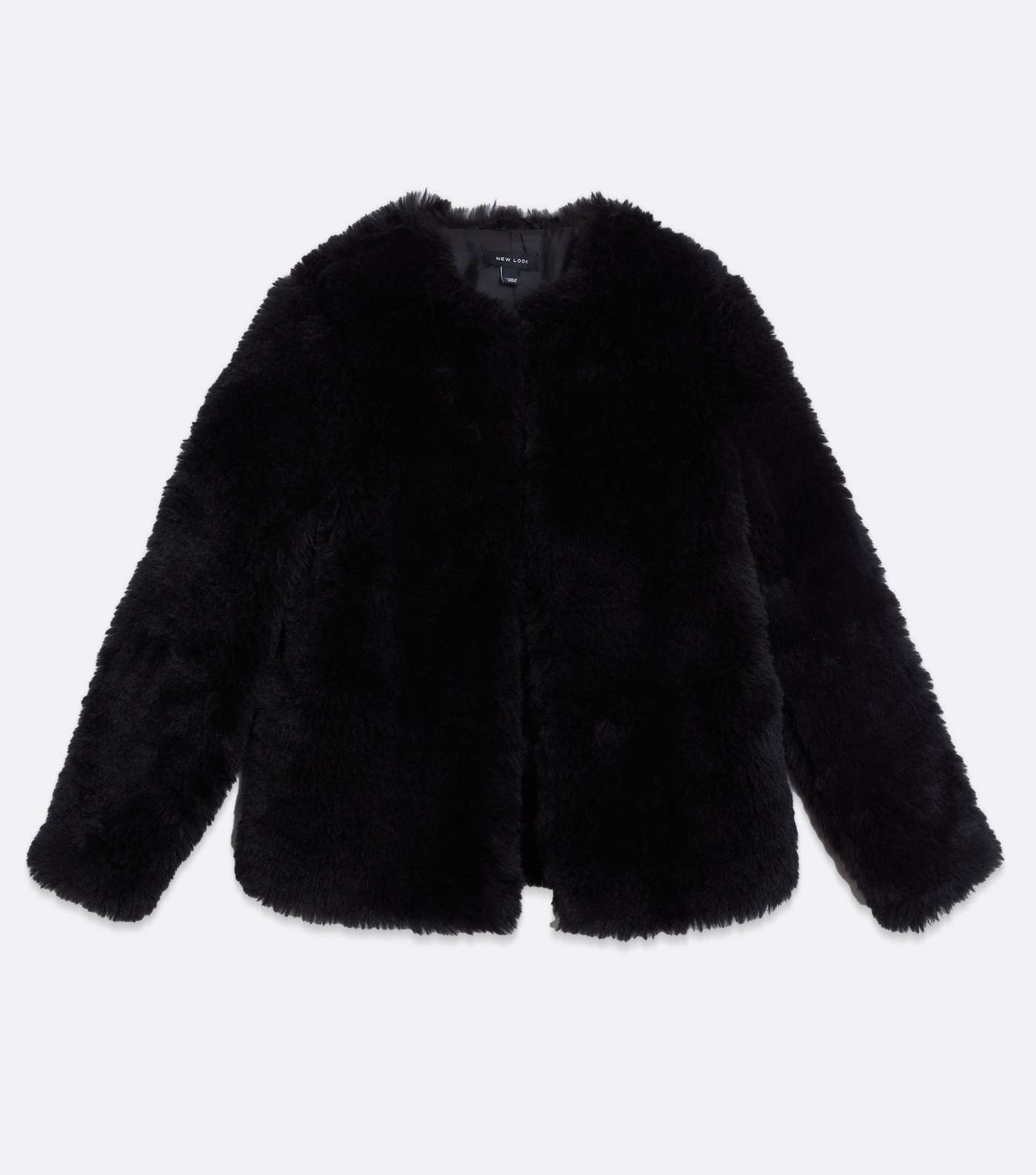 Black Faux Fur Oversized Coat Image 5