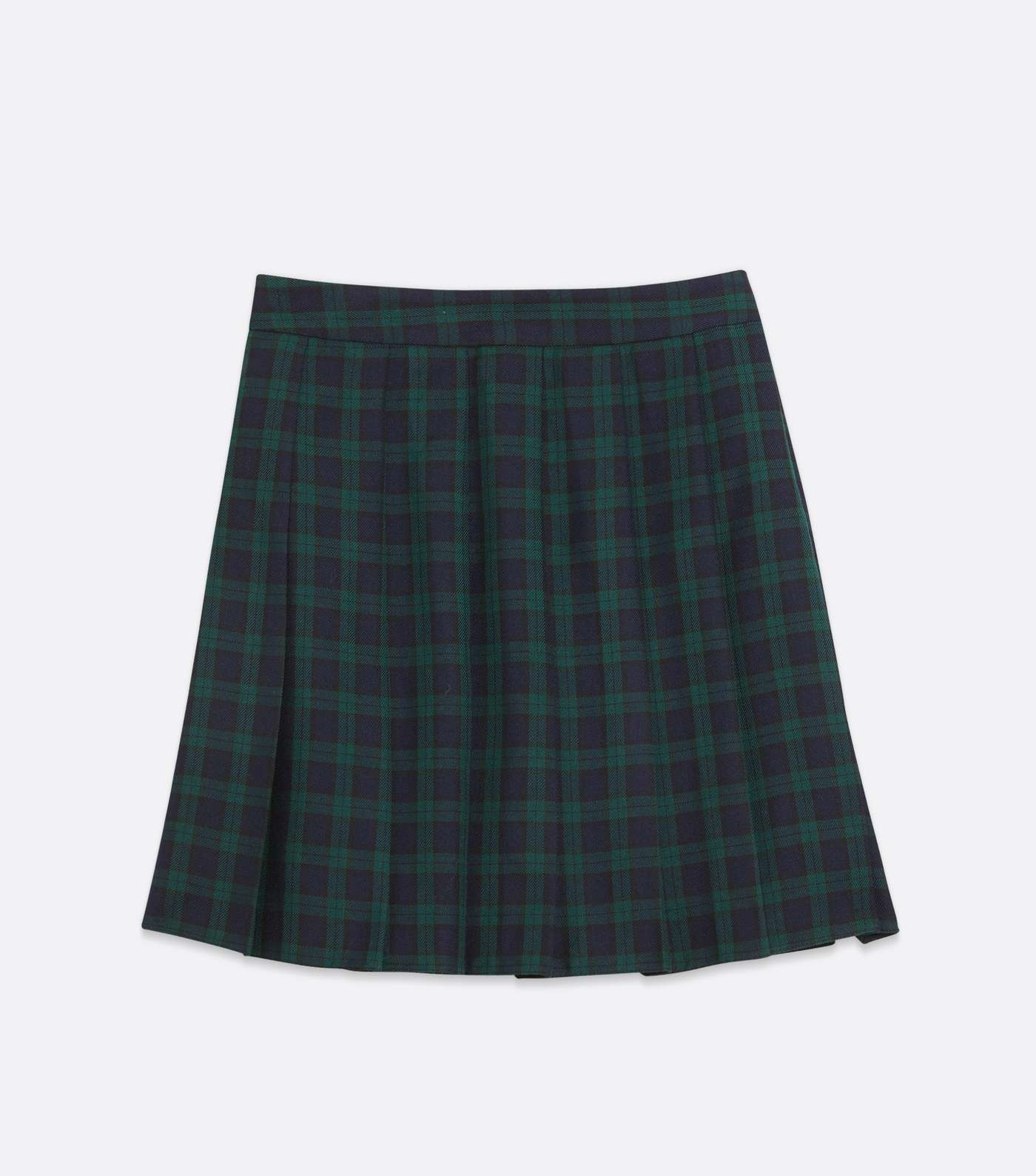 Dark Green Check Pleated Mini Tennis Skirt Image 5
