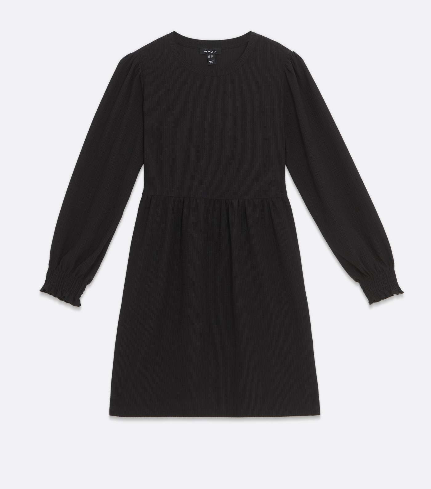 Black Crinkle Jersey Long Sleeve Mini Oversized Smock Dress Image 5