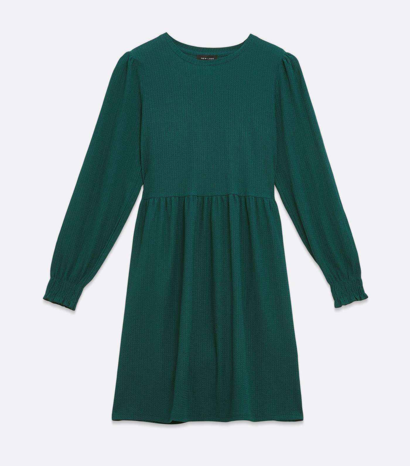 Dark Green Crinkle Jersey Long Sleeve Mini Oversized Smock Dress Image 5