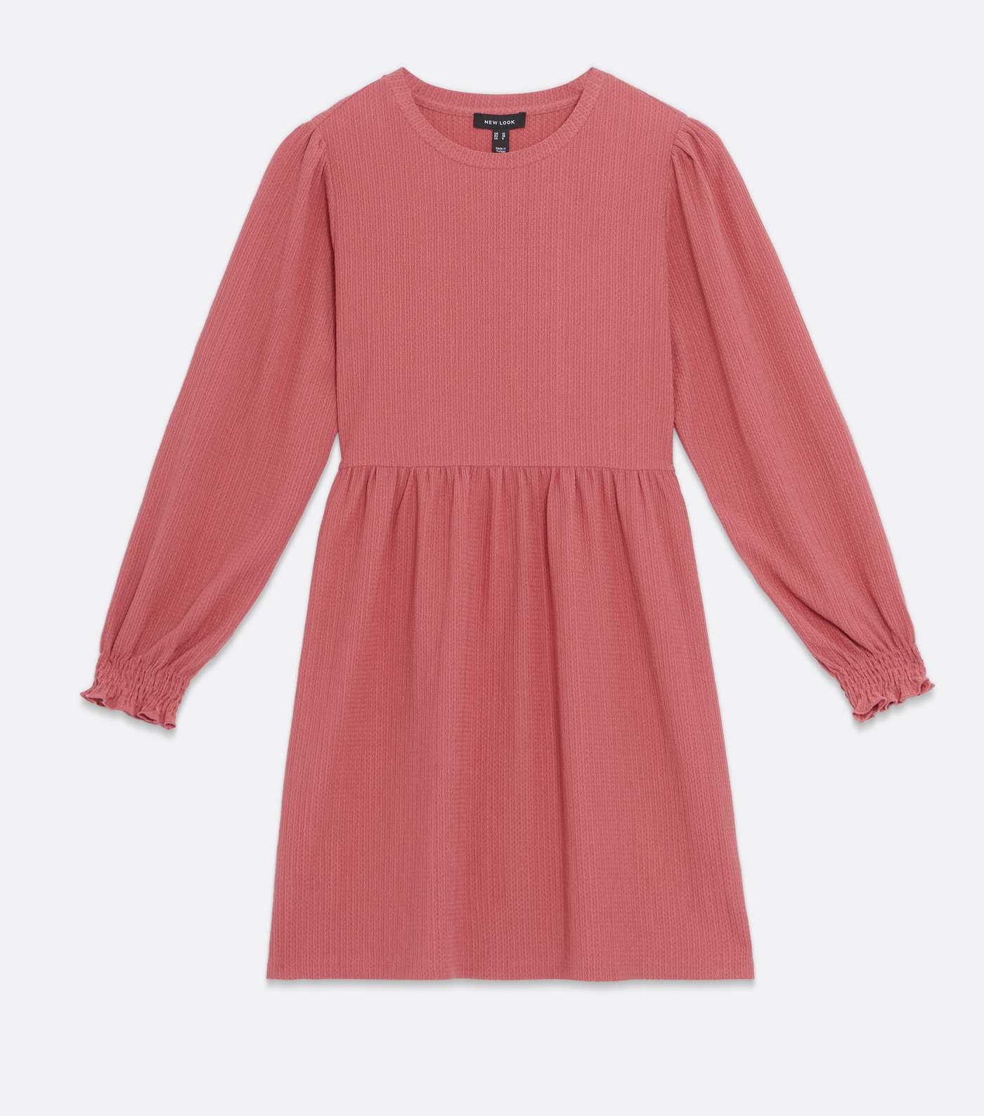 Mid Pink Crinkle Jersey Long Sleeve Mini Oversized Smock Dress Image 5