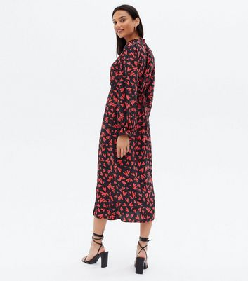 new look red and black dress