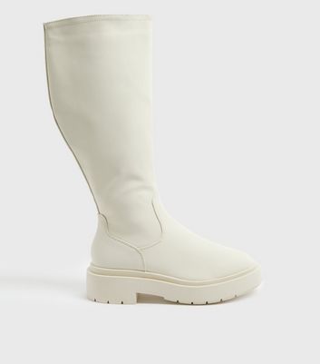 knee high off white boots