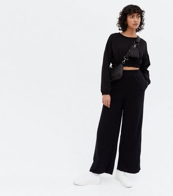 Felted Jersey Wide Leg Pant in Midnight Made in 100 Japanese Wool  KAL  RIEMAN