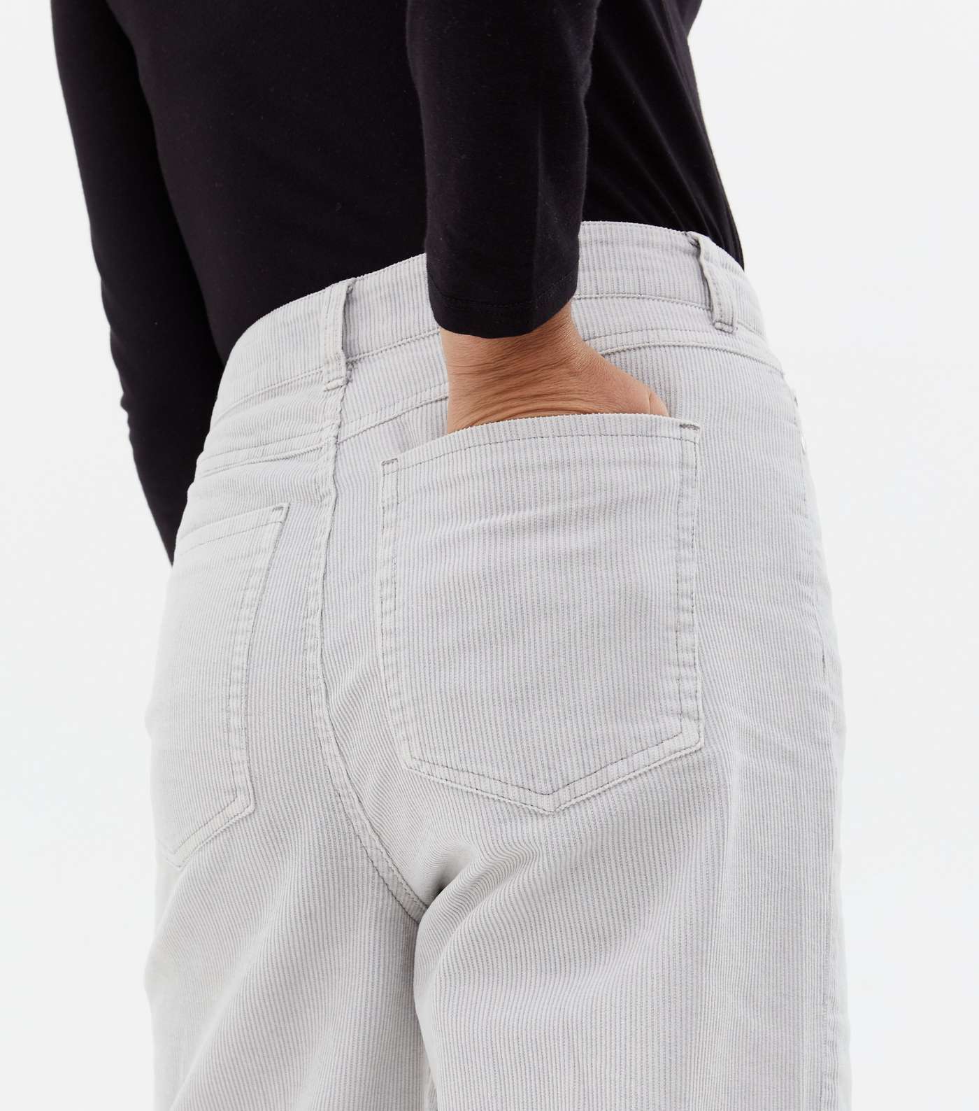 Grey Cord High Waist Wide Leg Trousers Image 3
