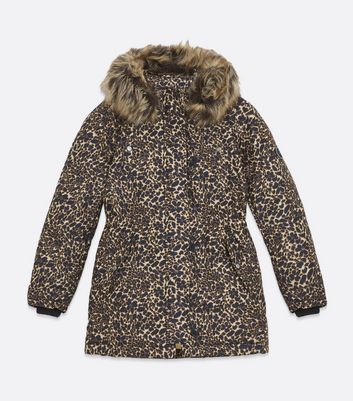 leopard print parka coat
