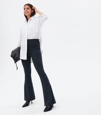 Faux Leather High Waisted Seam Front Flared Pants | boohoo