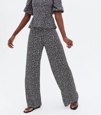 Tall Black Ditsy Floral Wide Leg 