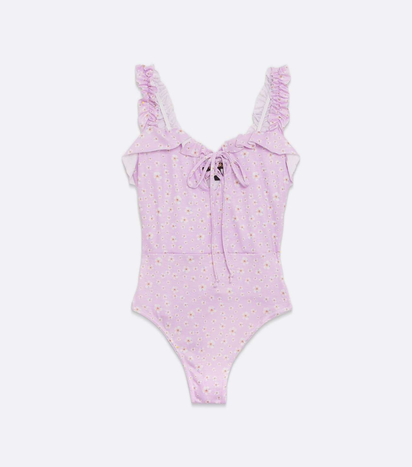 Pink Vanilla Lilac Ditsy Floral Frill Tie Front Bodysuit Image 5