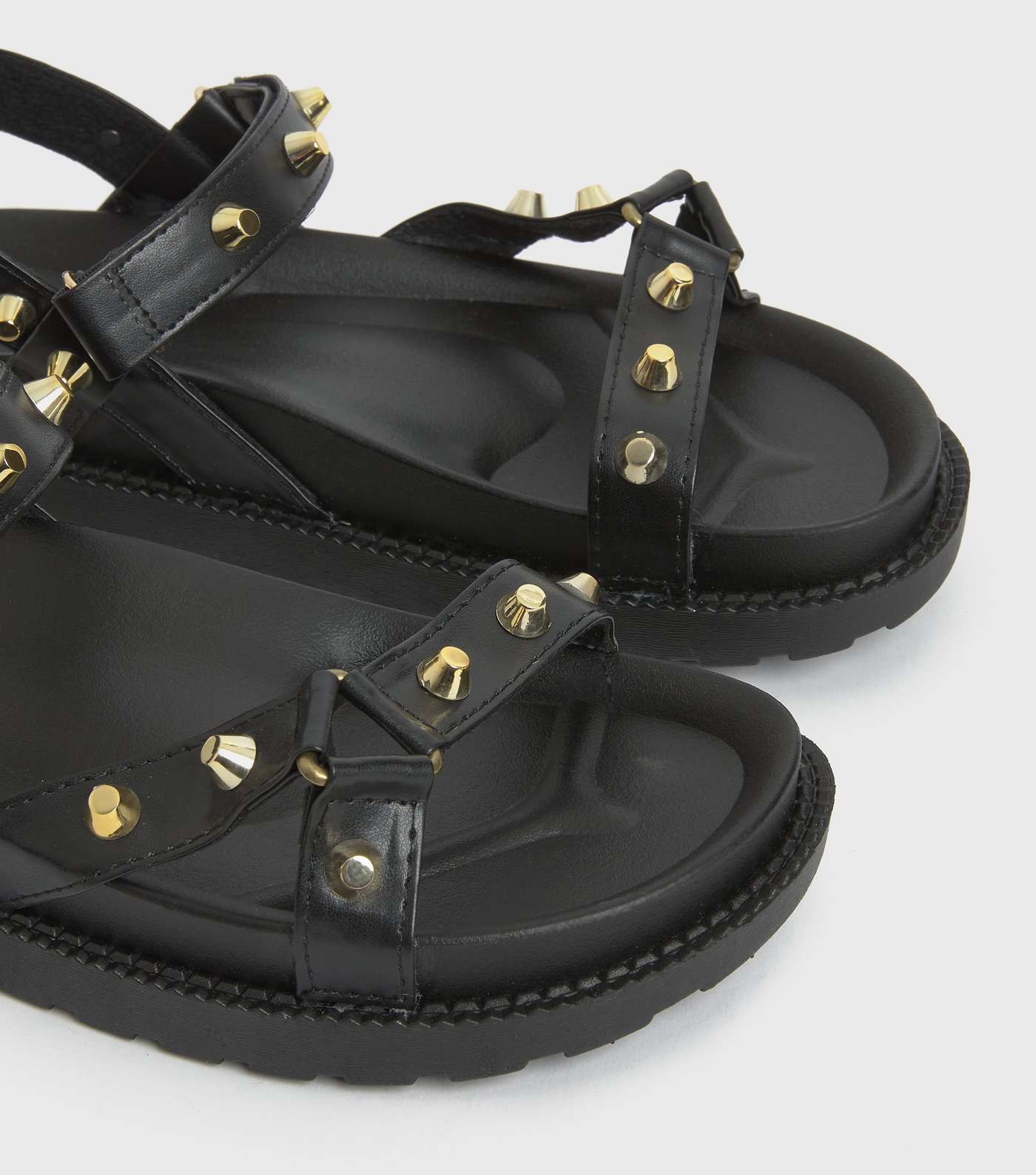 Krush Black Studded Chunky Flatform Sandals Image 3