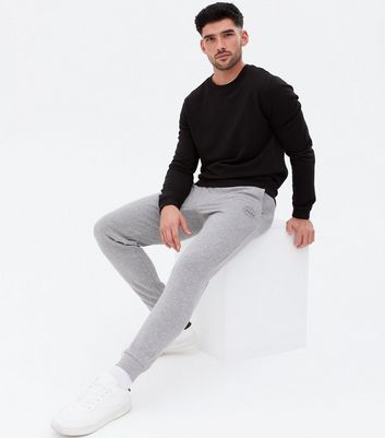 Jack Jones Pale Grey Logo Cuffed Joggers New Look