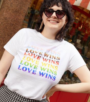 White Rainbow Love Wins Logo Pride Charity T-Shirt | New Look