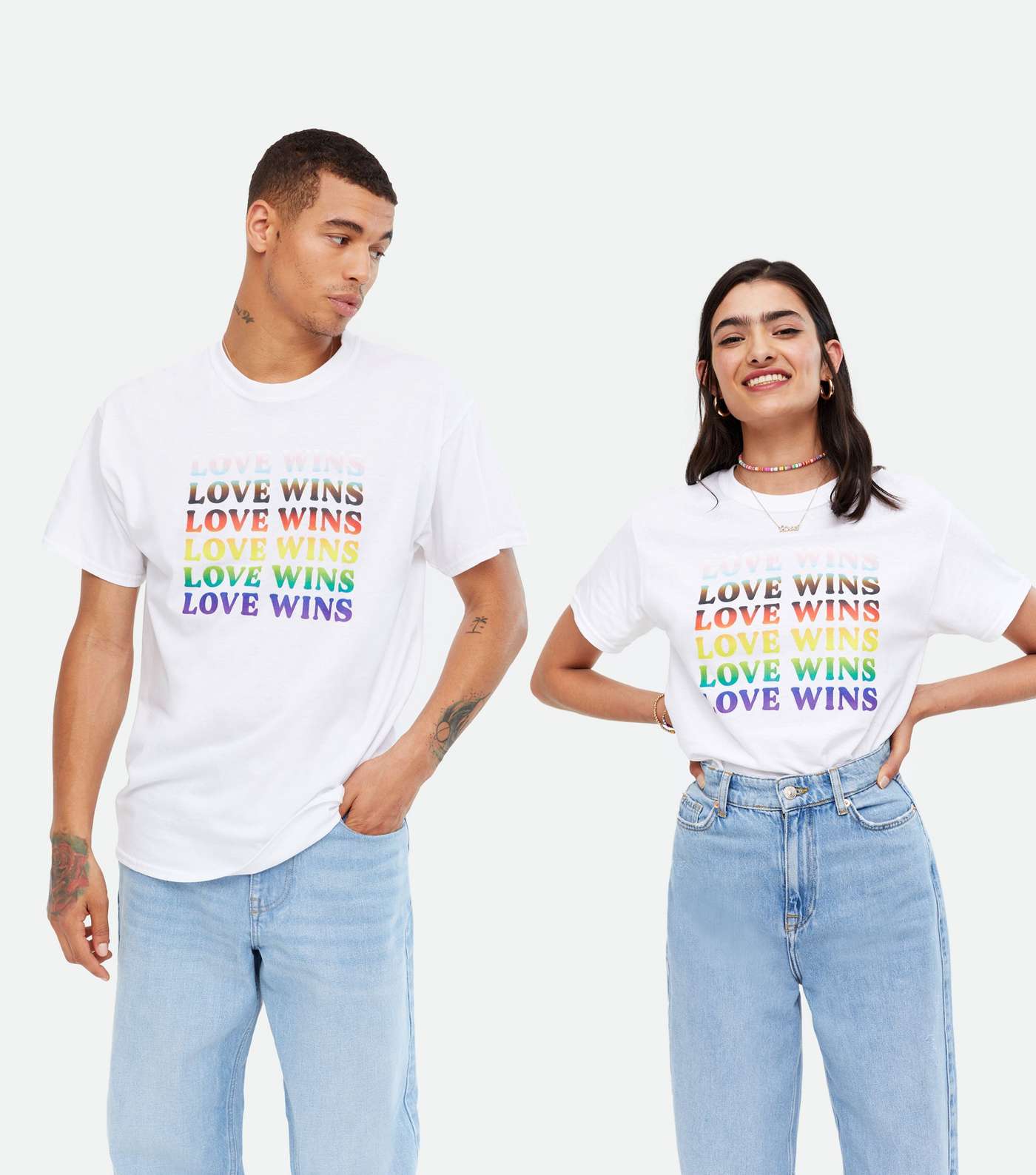 White Rainbow Love Wins Logo Pride Charity T-Shirt Image 2