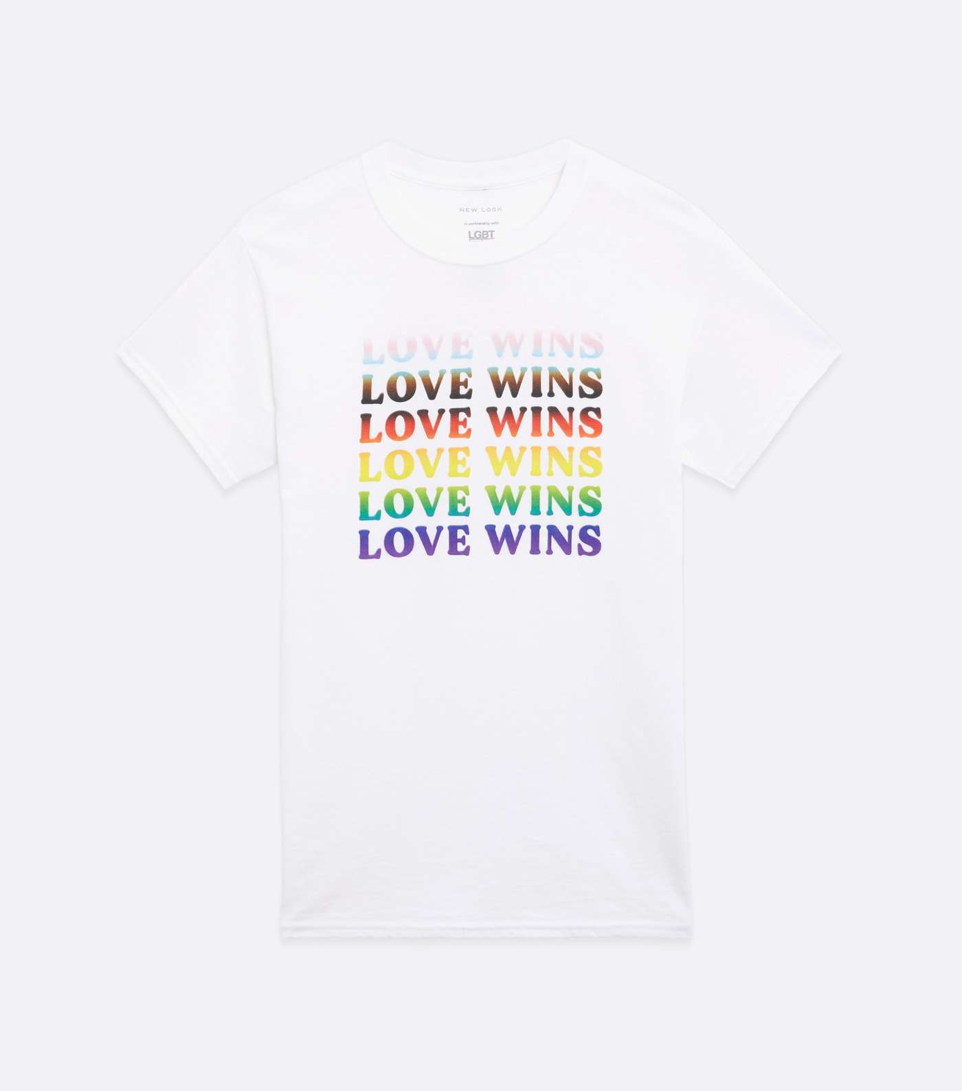 White Rainbow Love Wins Logo Pride Charity T-Shirt Image 6