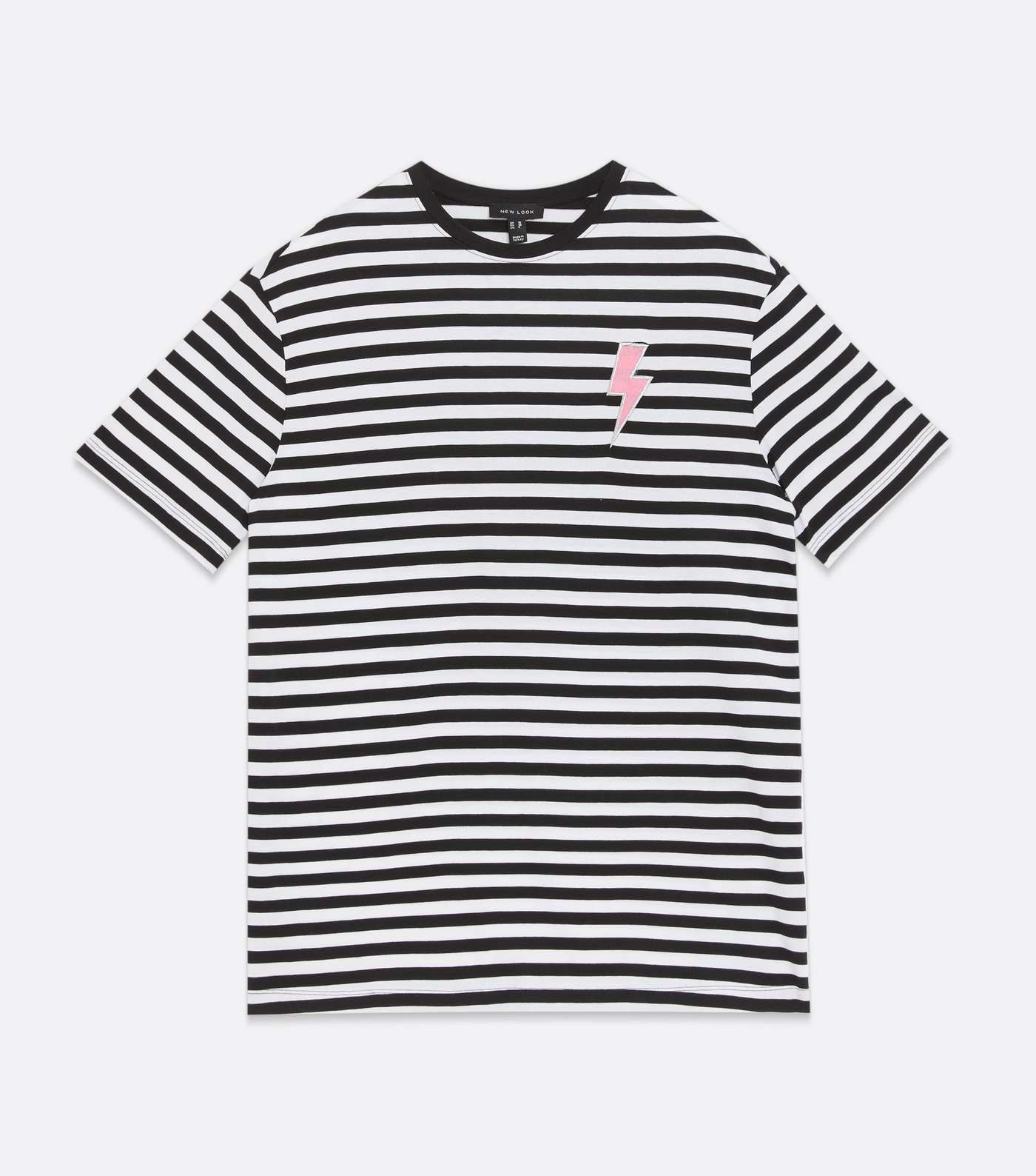 Black Stripe Lightning Bolt Embroidered T-Shirt Image 5