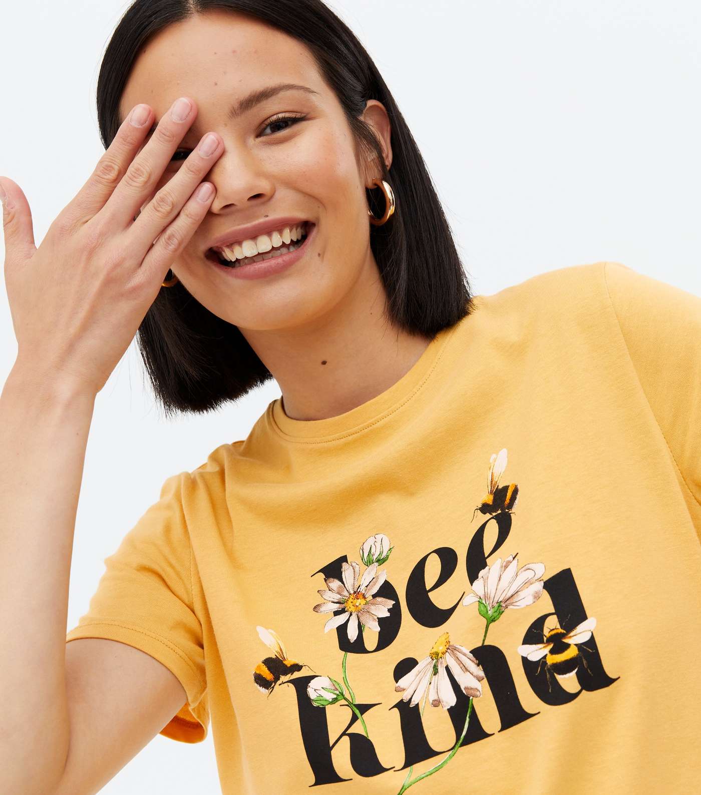 Mustard Floral Bee Kind Logo T-Shirt