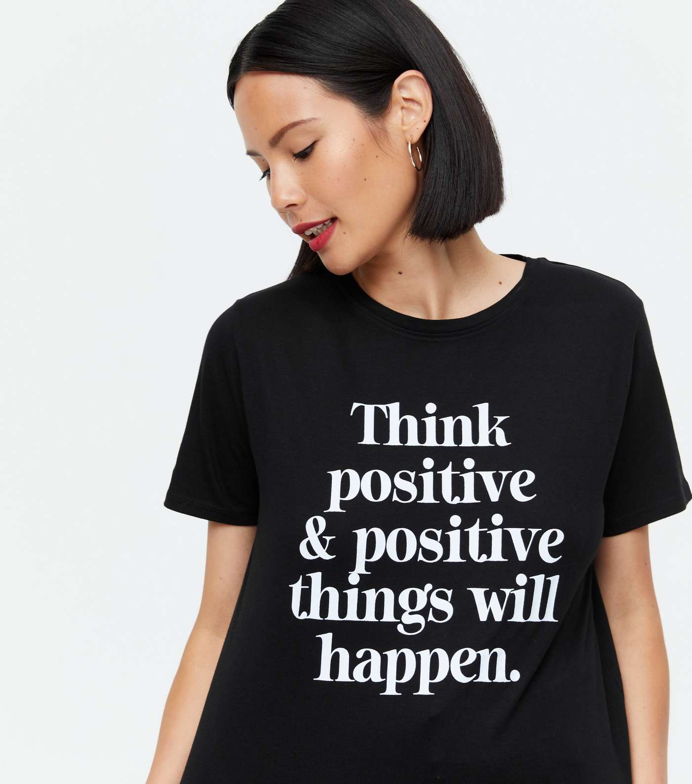 Black Think Positive Logo T-Shirt Image 3