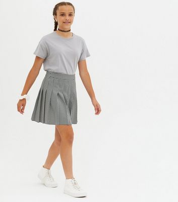 Teenager Bekleidung für Mädchen Girls Black Dogtooth Pleated Tennis Skirt