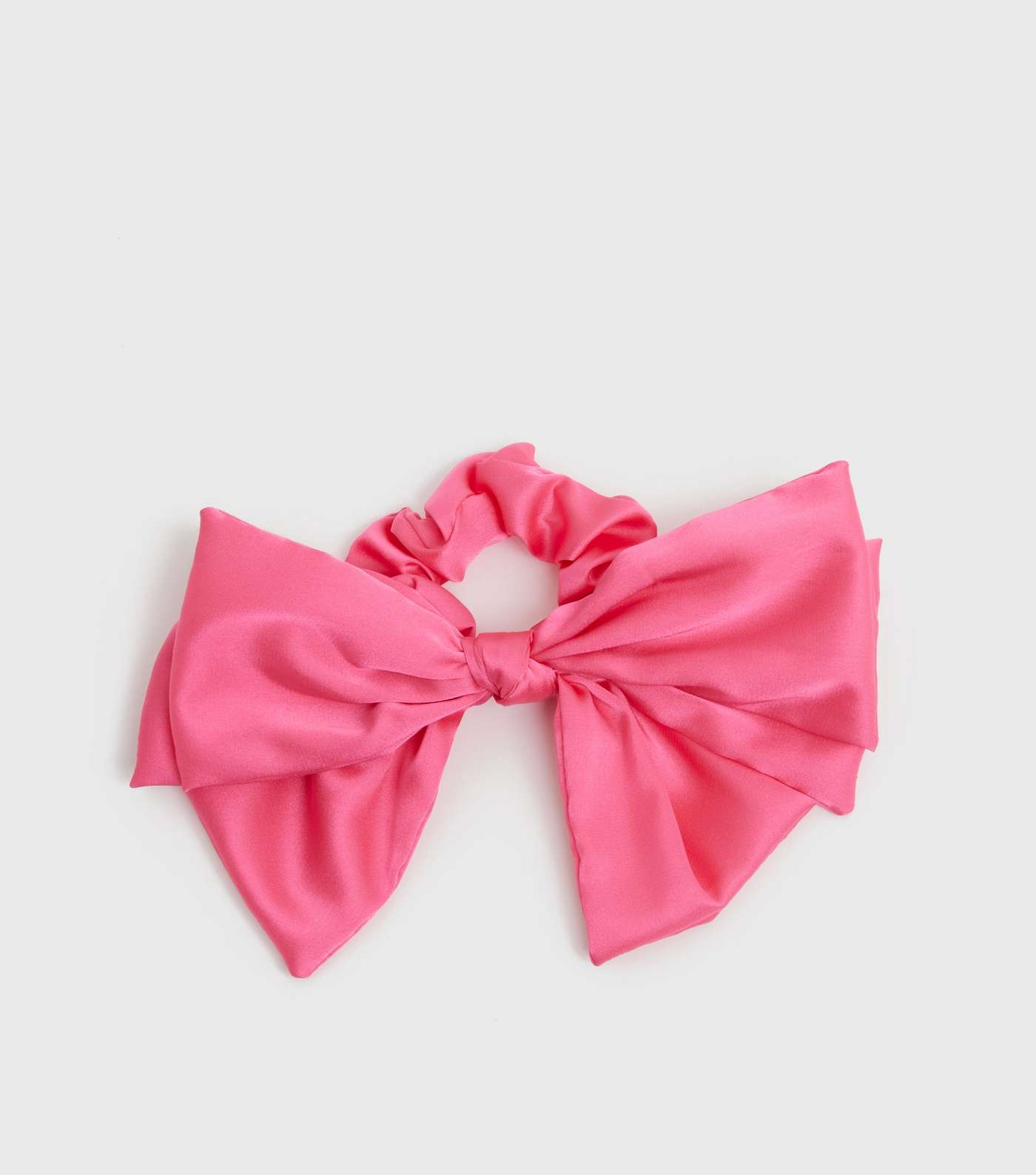 Bright Pink Satin Oversized Bow Scrunchie