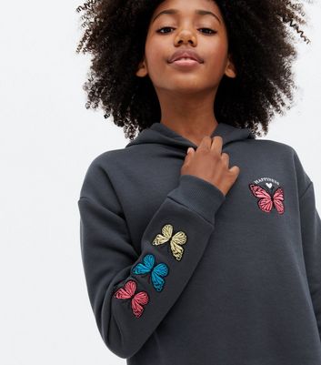 Embroidered butterfly hoodie sale