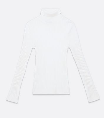 white ribbed roll neck jumper