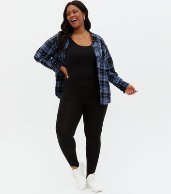 Curves Black Jersey Stirrup Leggings 