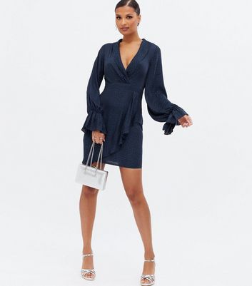 navy mini wrap dress Big sale - OFF 61%
