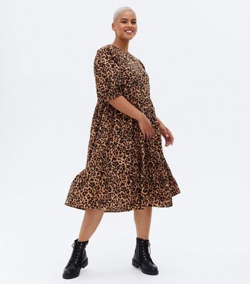 new look leopard smock dress