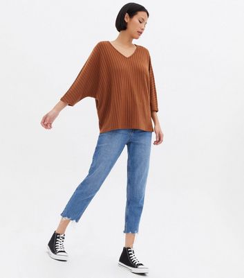 Click to view product details and reviews for Rust Brushed Fine Knit V Neck Top New Look.