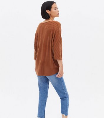 Damen Bekleidung Rust Brushed Fine Knit V Neck Top Damen Bekleidung Rust Brushed Fine Knit V Neck Top